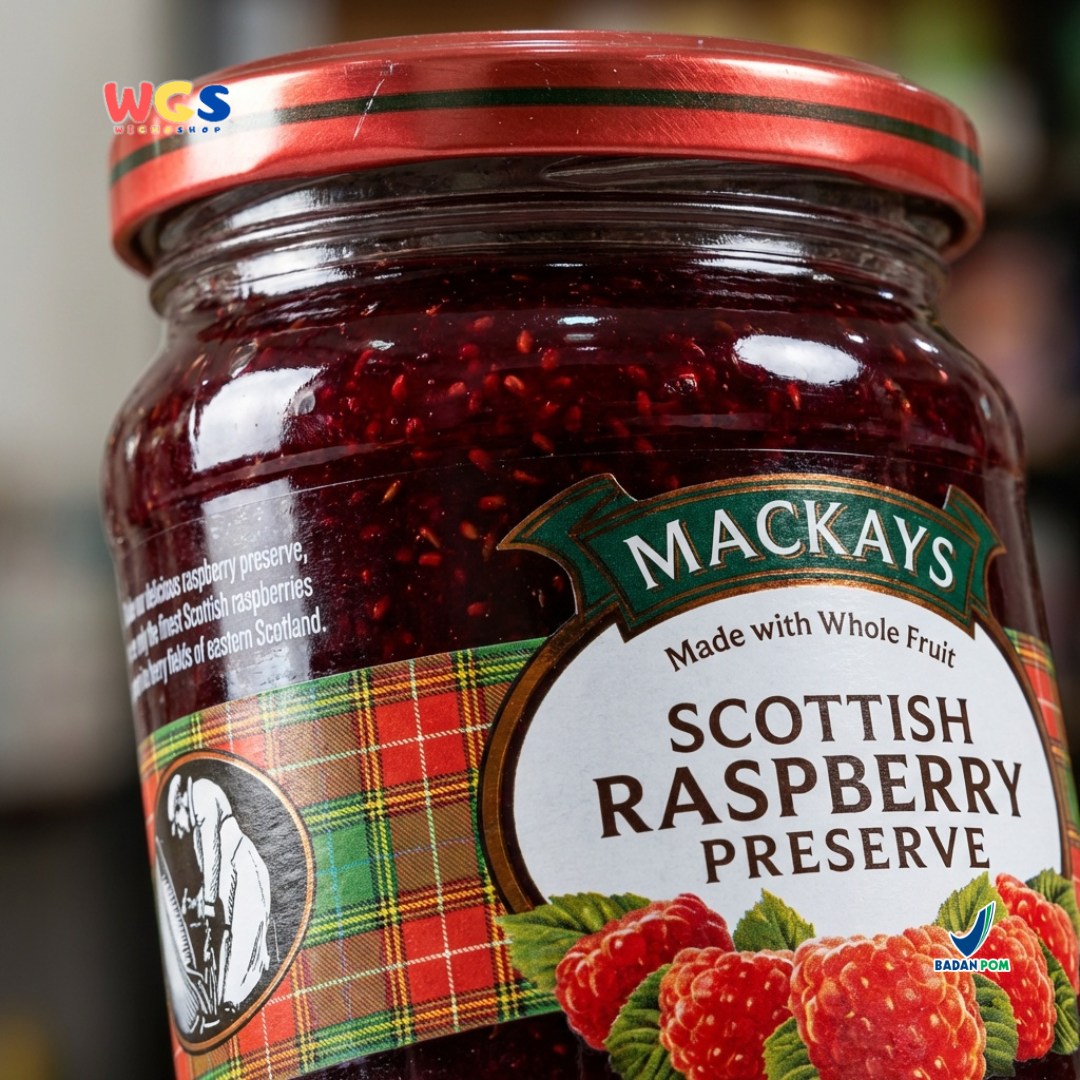 Mackays Scottish Strawberry Preserve 340g - Selai Stroberi Premium Whole Fruit Impor untuk Roti, Dessert & Baking