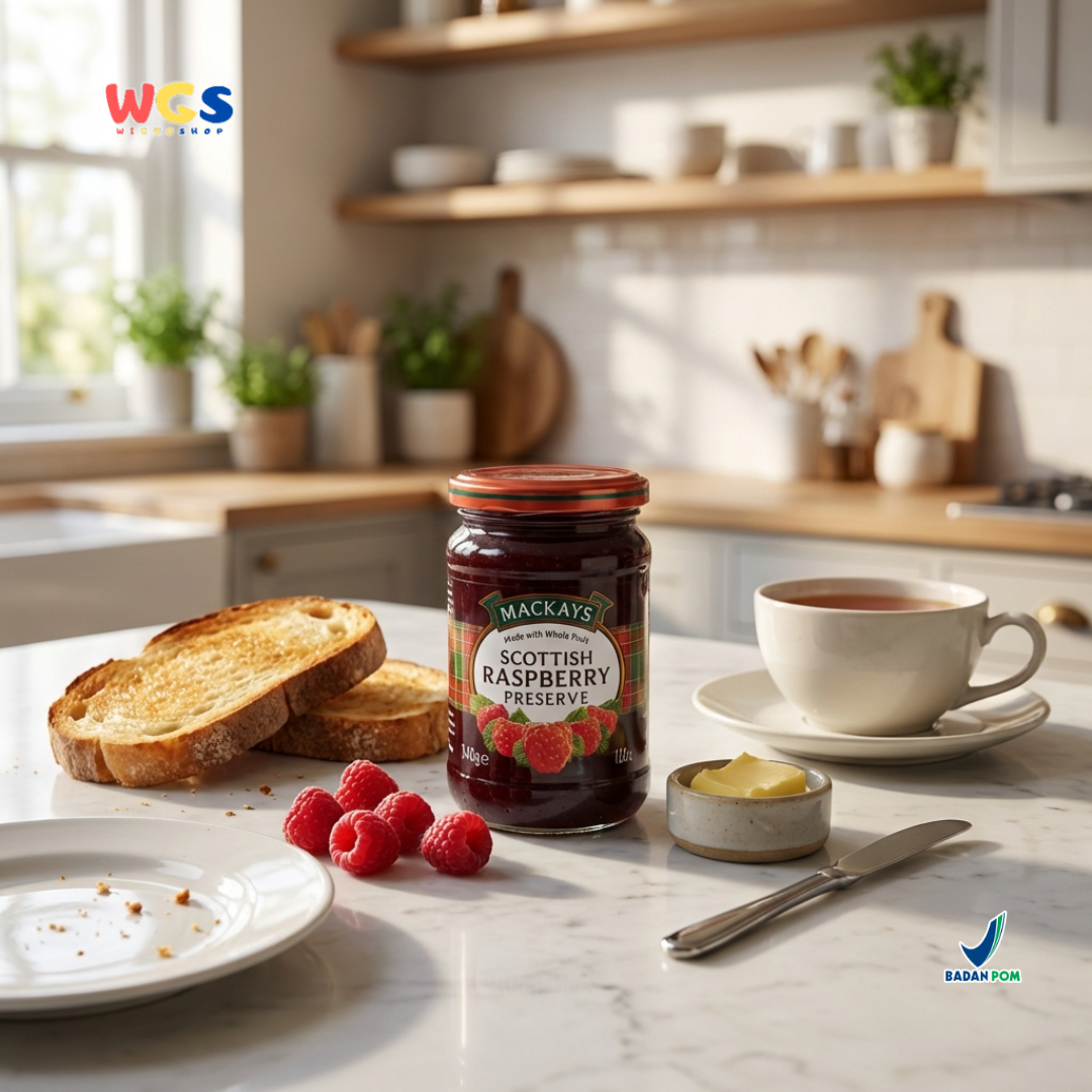 Mackays Scottish Strawberry Preserve 340g - Selai Stroberi Premium Whole Fruit Impor untuk Roti, Dessert & Baking