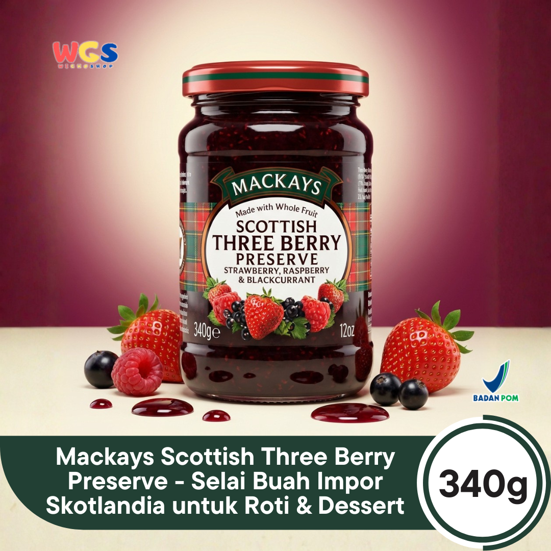 Mackays Scottish Three Berry Preserve 340g - Selai Buah Impor Skotlandia untuk Roti & Dessert