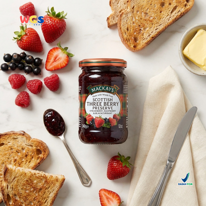 Mackays Scottish Three Berry Preserve 340g - Selai Buah Impor Skotlandia untuk Roti & Dessert