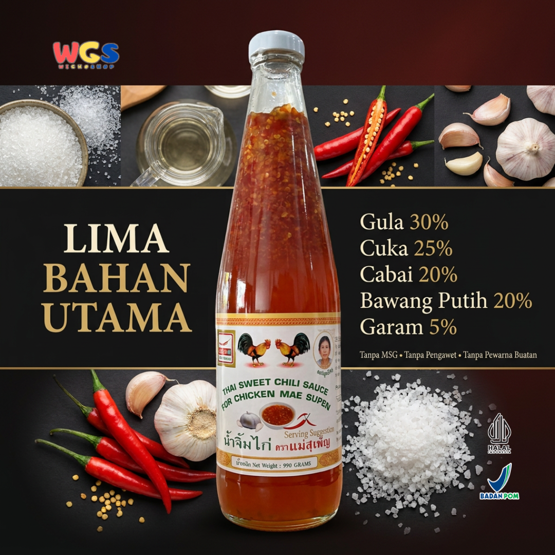 Mae Supen Thai Sweet Chili Sauce 930g - Saus Sambal Thailand Pedas Manis Dipping Sauce Ayam Goreng Dimsum Seafood