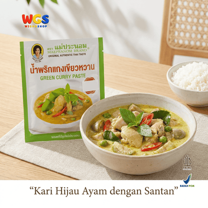 Maepranom Green Curry Paste 50g - Bumbu Kari Hijau Thailand Sachet