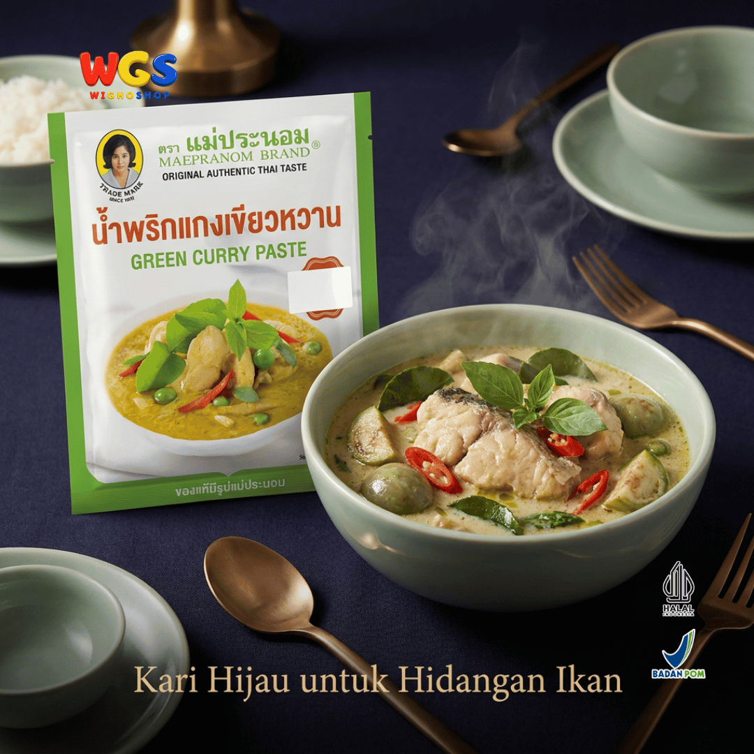 Maepranom Green Curry Paste 50g - Bumbu Kari Hijau Thailand Sachet