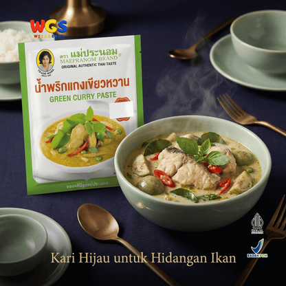 Maepranom Green Curry Paste 50g - Bumbu Kari Hijau Thailand Sachet