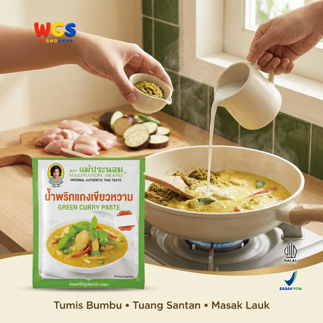 Maepranom Green Curry Paste 50g - Bumbu Kari Hijau Thailand Sachet