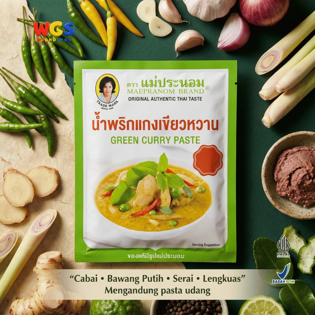 Maepranom Green Curry Paste 50g - Bumbu Kari Hijau Thailand Sachet