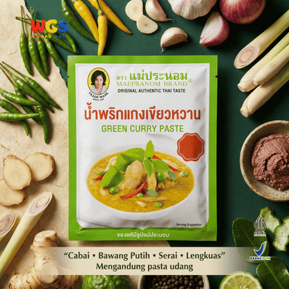 Maepranom Green Curry Paste 50g - Bumbu Kari Hijau Thailand Sachet