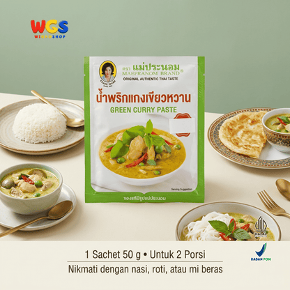 Maepranom Green Curry Paste 50g - Bumbu Kari Hijau Thailand Sachet