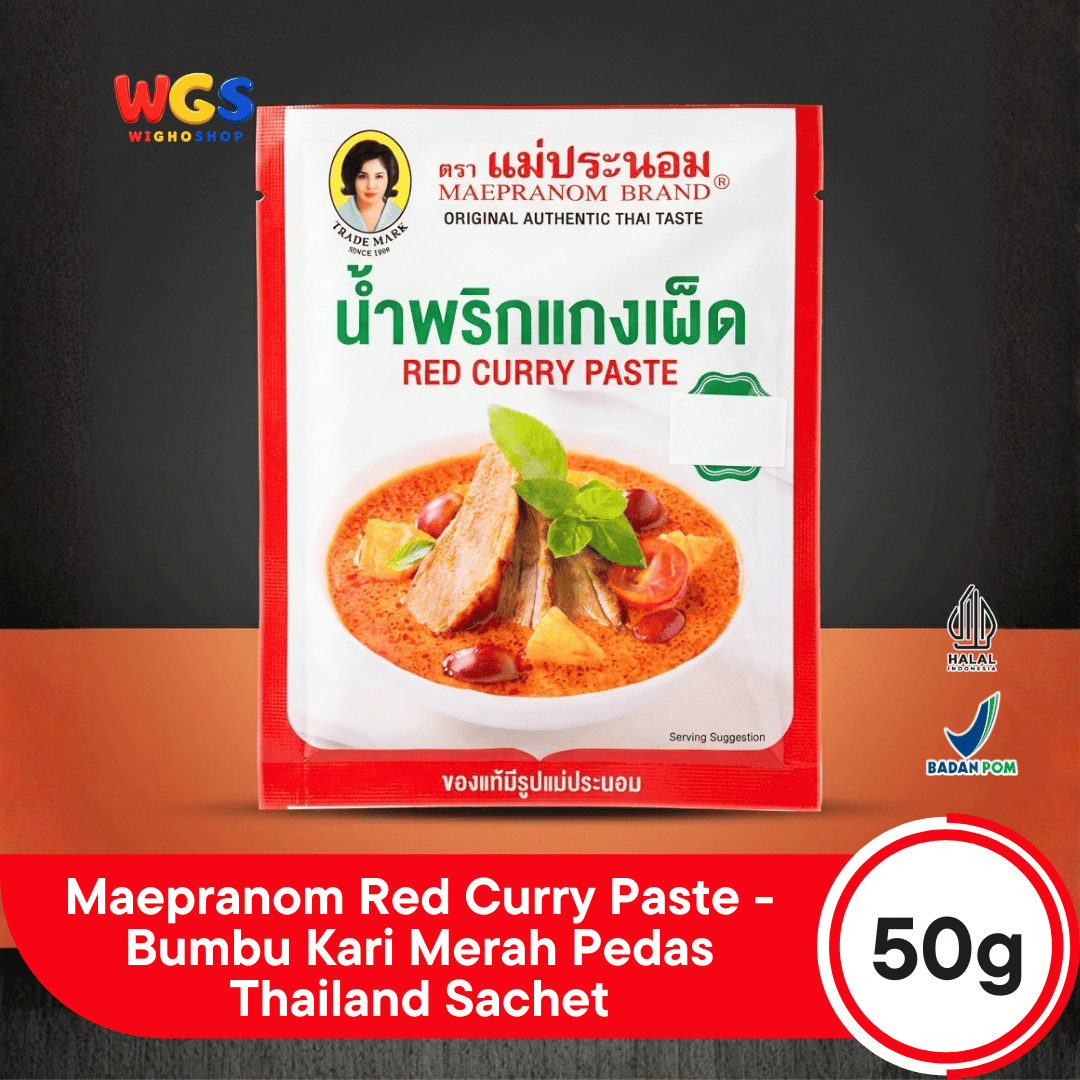 Maepranom Red Curry Paste 50g - Bumbu Kari Merah Pedas Thailand Sachet