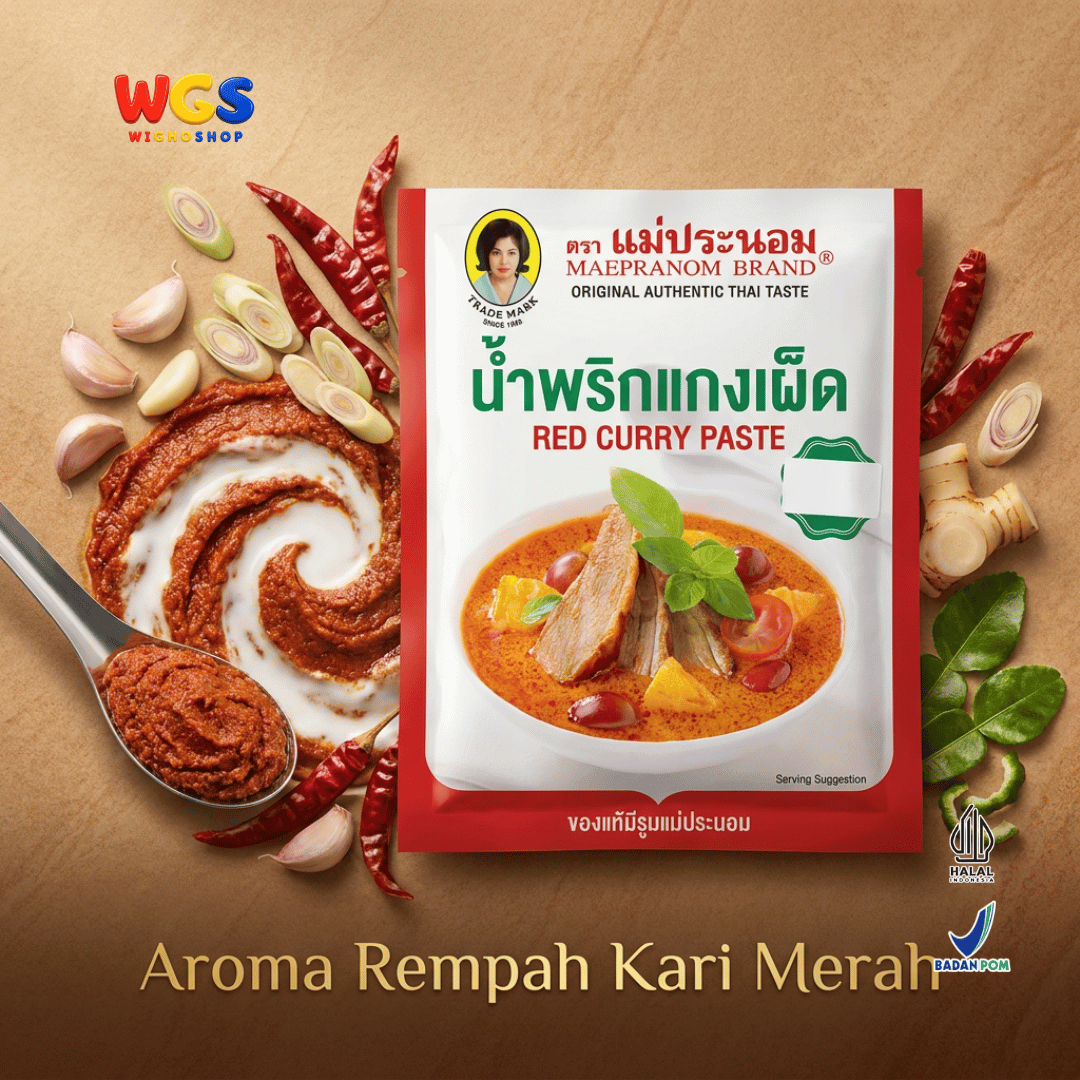 Maepranom Red Curry Paste 50g - Bumbu Kari Merah Pedas Thailand Sachet