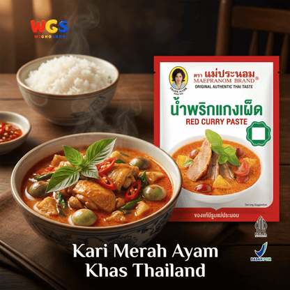Maepranom Red Curry Paste 50g - Bumbu Kari Merah Pedas Thailand Sachet