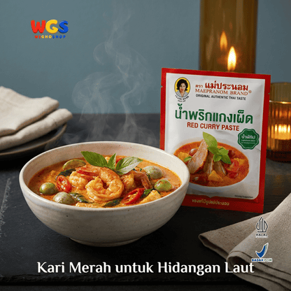 Maepranom Red Curry Paste 50g - Bumbu Kari Merah Pedas Thailand Sachet