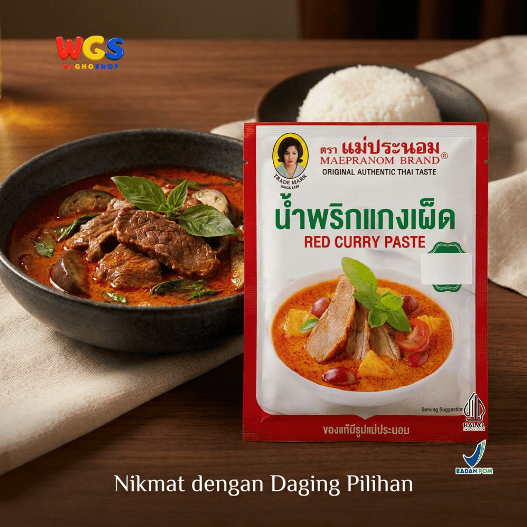 Maepranom Red Curry Paste 50g - Bumbu Kari Merah Pedas Thailand Sachet