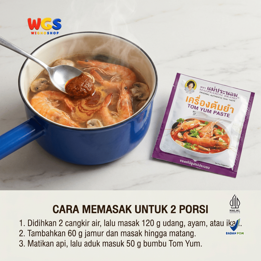 Maepranom Tom Yum Paste 50g - Bumbu Tomyam Thailand Sachet untuk Sup