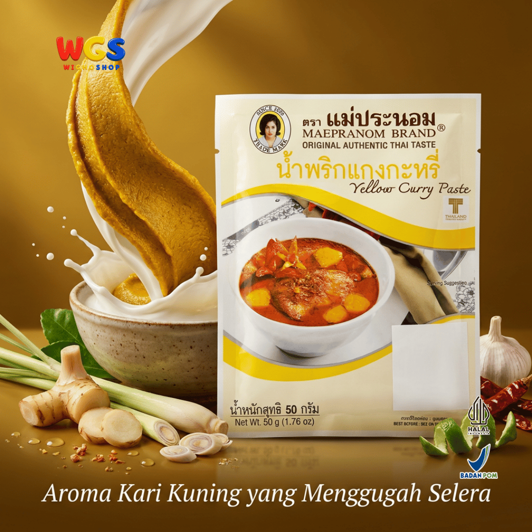 Maepranom Yellow Curry Paste 50g - Bumbu Kari Kuning Thailand Sachet