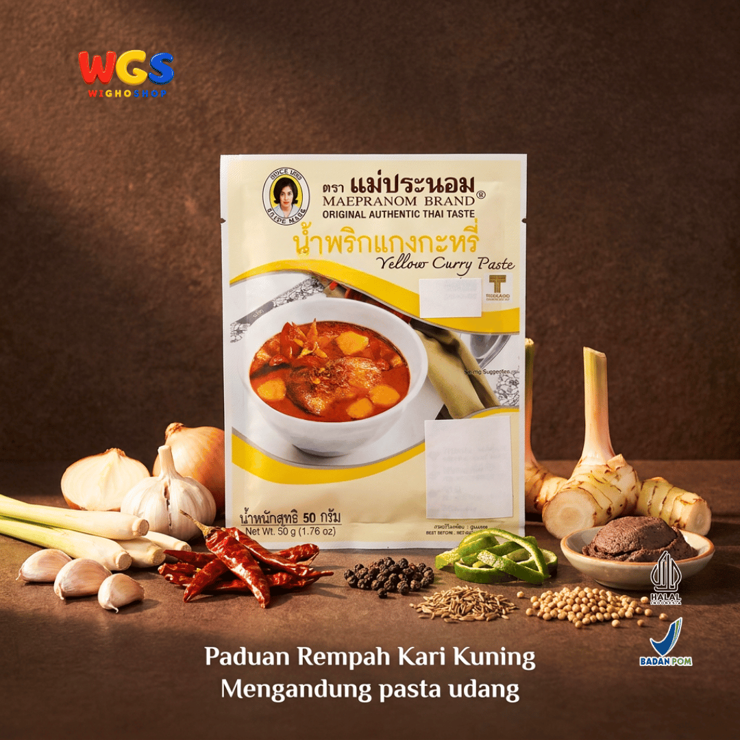 Maepranom Yellow Curry Paste 50g - Bumbu Kari Kuning Thailand Sachet