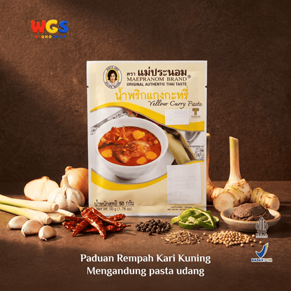 Maepranom Yellow Curry Paste 50g - Bumbu Kari Kuning Thailand Sachet