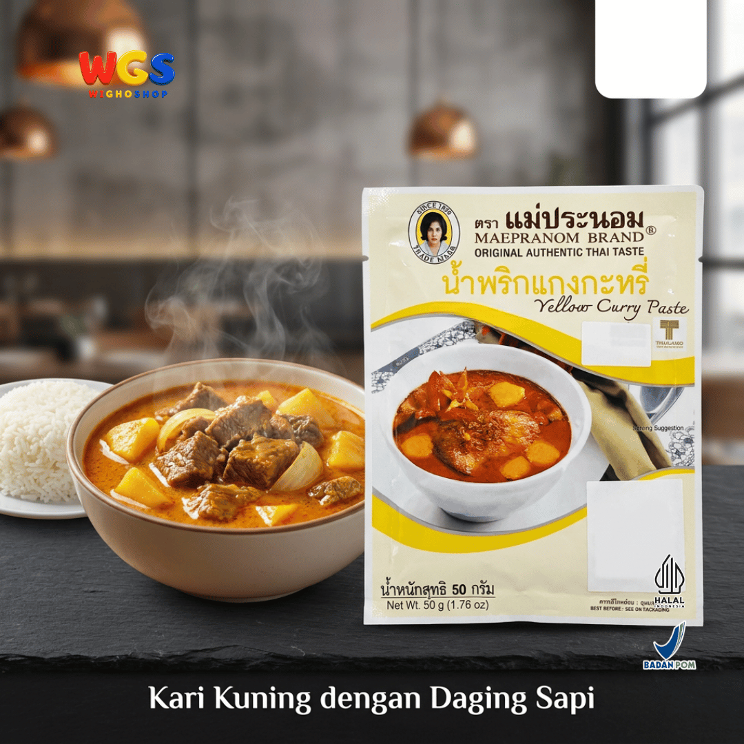 Maepranom Yellow Curry Paste 50g - Bumbu Kari Kuning Thailand Sachet