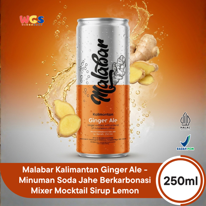Malabar Kalimantan Ginger Ale 250ml - Minuman Soda Jahe Berkarbonasi Mixer Mocktail Sirup Lemon
