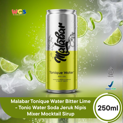 Malabar Tonique Water Bitter Lime 250ml - Tonic Water Soda Jeruk Nipis Mixer Mocktail Sirup