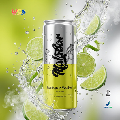 Malabar Tonique Water Bitter Lime 250ml - Tonic Water Soda Jeruk Nipis Mixer Mocktail Sirup