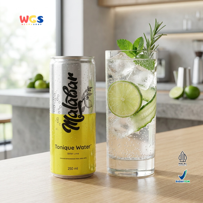 Malabar Tonique Water Bitter Lime 250ml - Tonic Water Soda Jeruk Nipis Mixer Mocktail Sirup