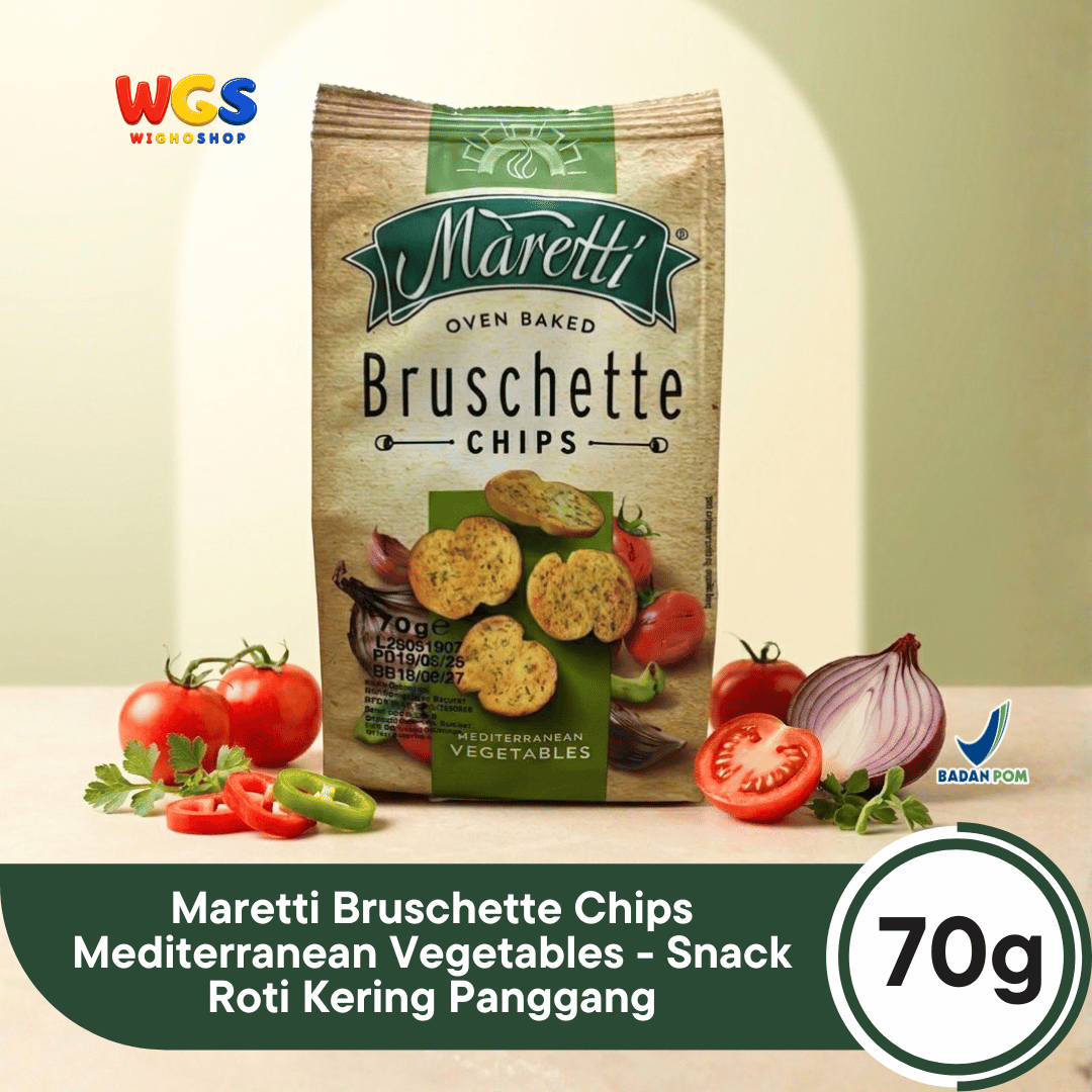 Maretti Bruschette Chips Mediterranean Vegetables 70g - Snack Roti Kering Panggang