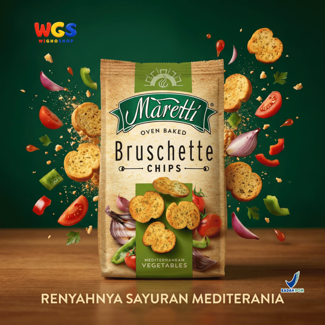 Maretti Bruschette Chips Mediterranean Vegetables 70g - Snack Roti Kering Panggang