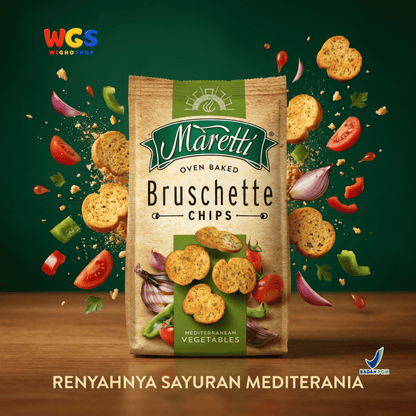 Maretti Bruschette Chips Mediterranean Vegetables 70g - Snack Roti Kering Panggang