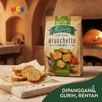 Maretti Bruschette Chips Mediterranean Vegetables 70g - Snack Roti Kering Panggang