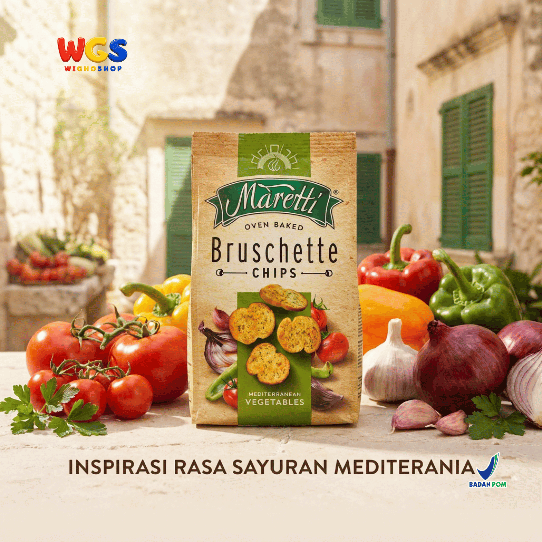 Maretti Bruschette Chips Mediterranean Vegetables 70g - Snack Roti Kering Panggang