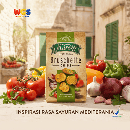 Maretti Bruschette Chips Mediterranean Vegetables 70g - Snack Roti Kering Panggang