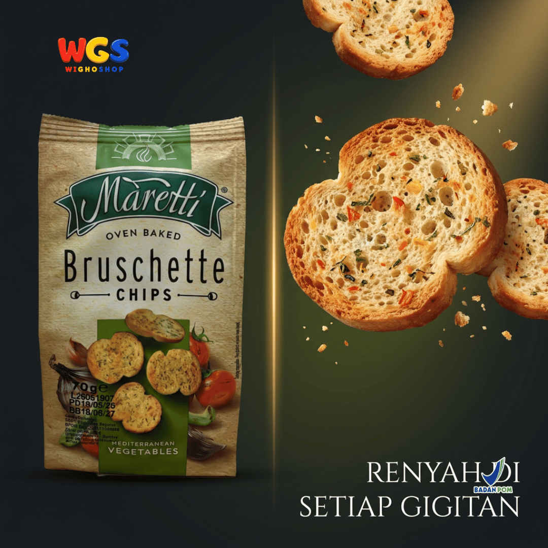 Maretti Bruschette Chips Mediterranean Vegetables 70g - Snack Roti Kering Panggang