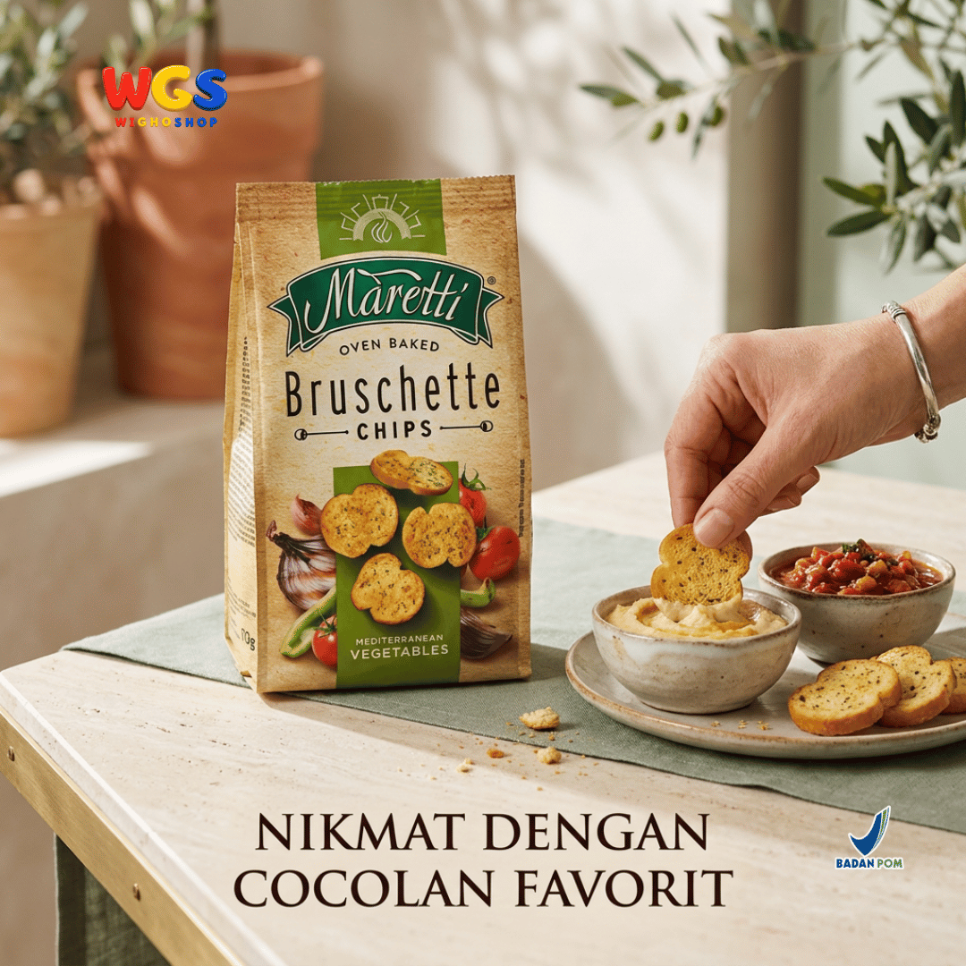 Maretti Bruschette Chips Mediterranean Vegetables 70g - Snack Roti Kering Panggang