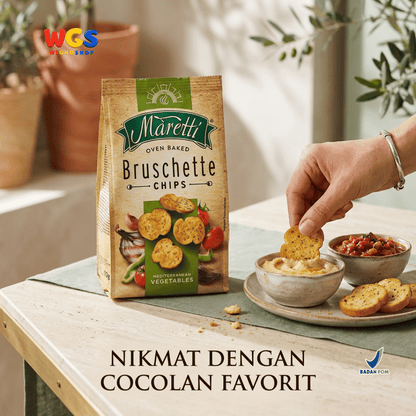 Maretti Bruschette Chips Mediterranean Vegetables 70g - Snack Roti Kering Panggang