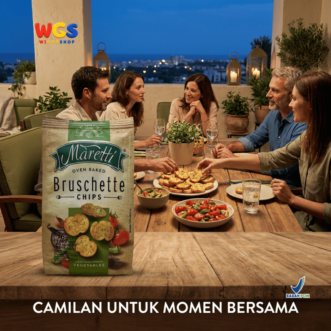 Maretti Bruschette Chips Mediterranean Vegetables 70g - Snack Roti Kering Panggang