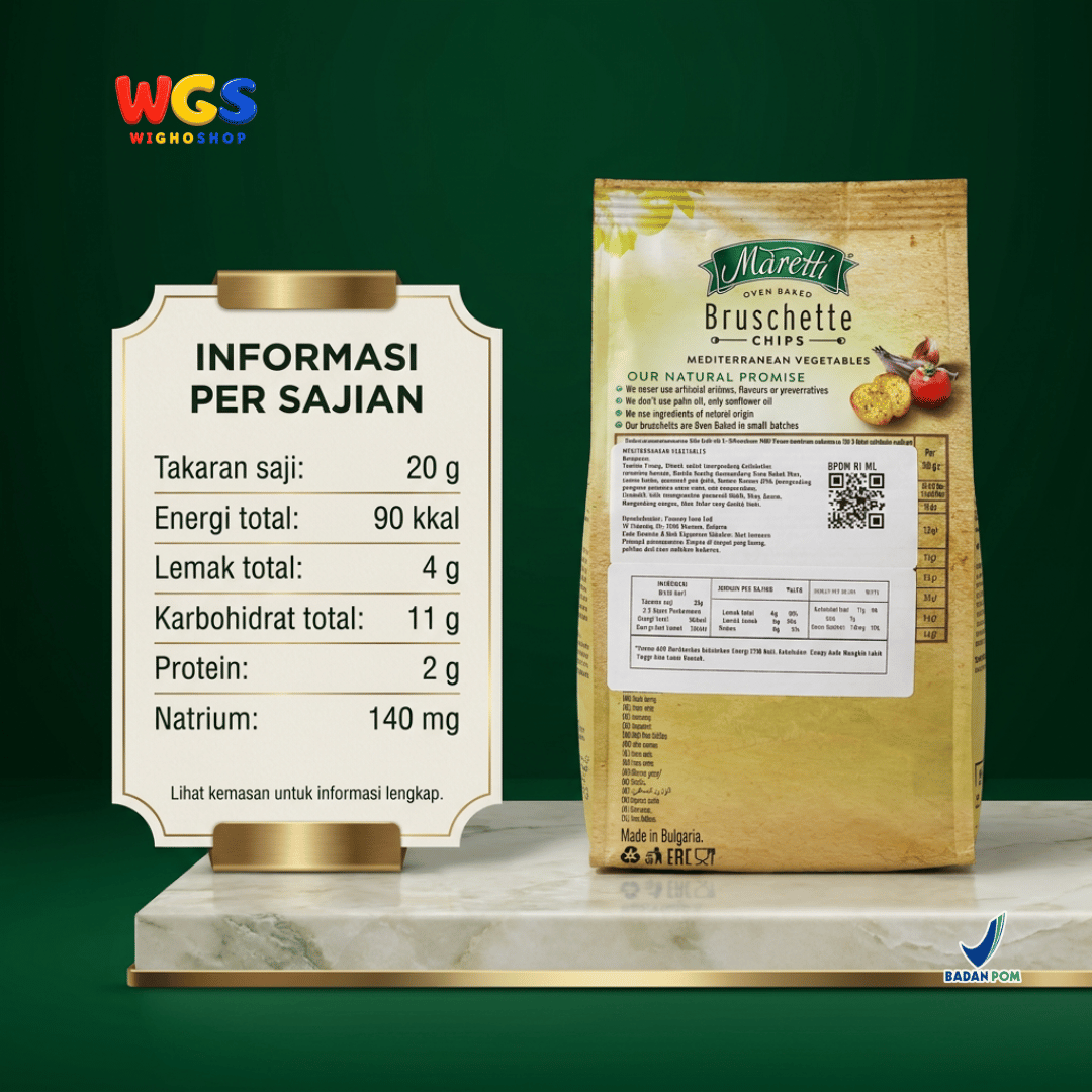 Maretti Bruschette Chips Mediterranean Vegetables 70g - Snack Roti Kering Panggang