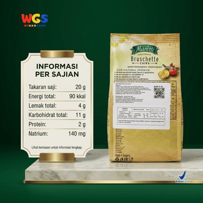 Maretti Bruschette Chips Mediterranean Vegetables 70g - Snack Roti Kering Panggang