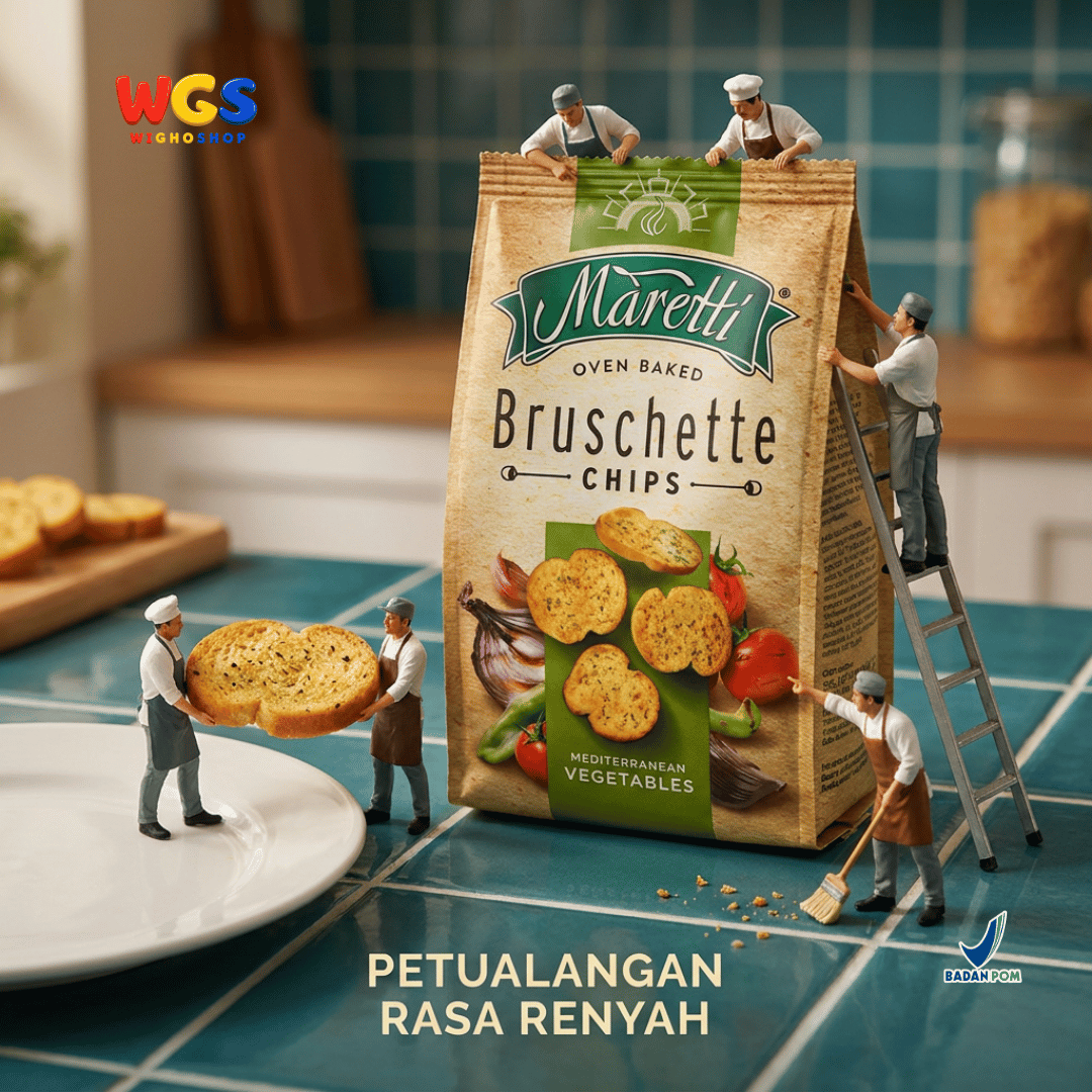 Maretti Bruschette Chips Mediterranean Vegetables 70g - Snack Roti Kering Panggang
