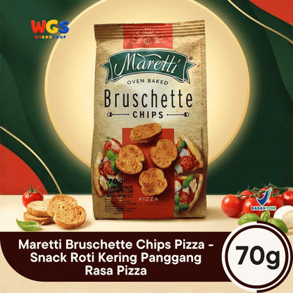 Maretti Bruschette Chips Pizza 70g - Snack Roti Kering Panggang Rasa Pizza