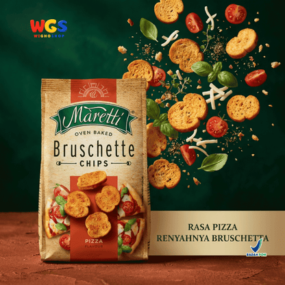 Maretti Bruschette Chips Pizza 70g - Snack Roti Kering Panggang Rasa Pizza