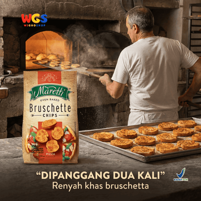 Maretti Bruschette Chips Pizza 70g - Snack Roti Kering Panggang Rasa Pizza