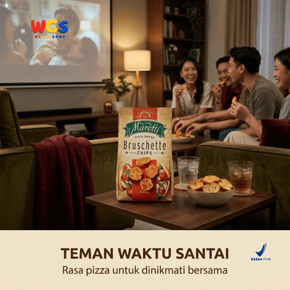 Maretti Bruschette Chips Pizza 70g - Snack Roti Kering Panggang Rasa Pizza
