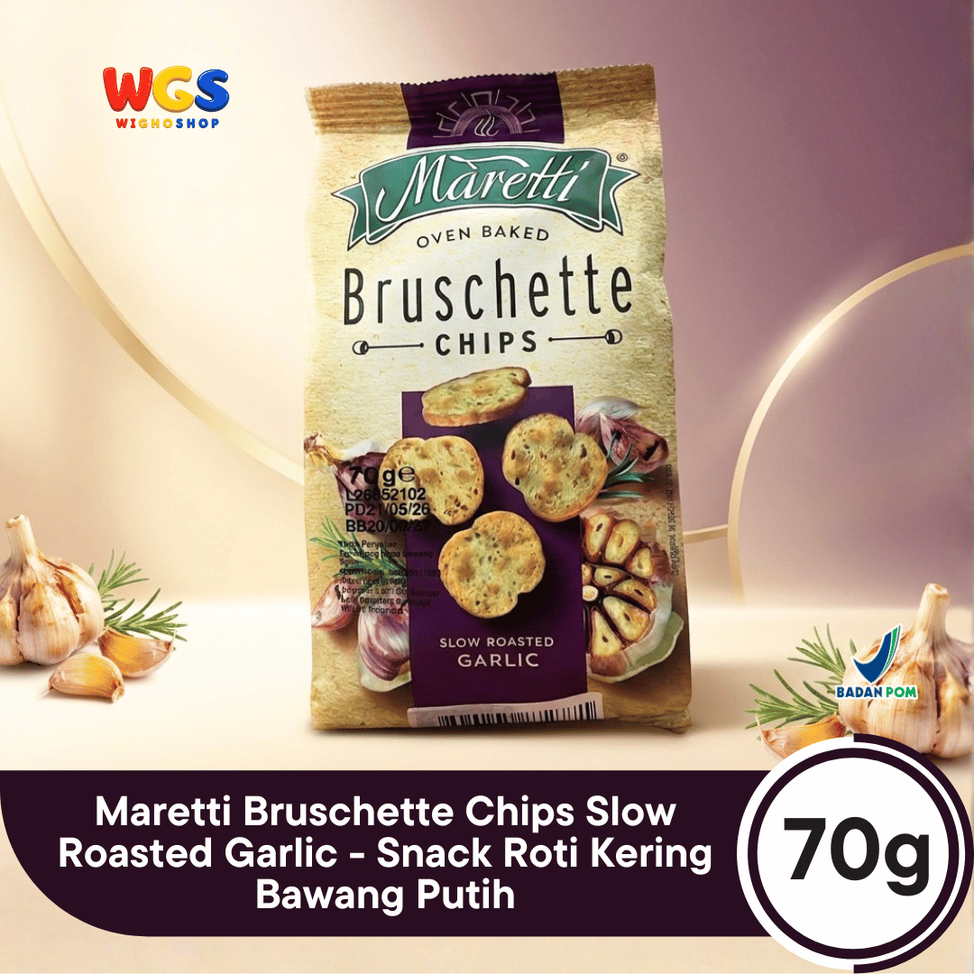 Maretti Bruschette Chips Slow Roasted Garlic 70g - Snack Roti Kering Bawang Putih
