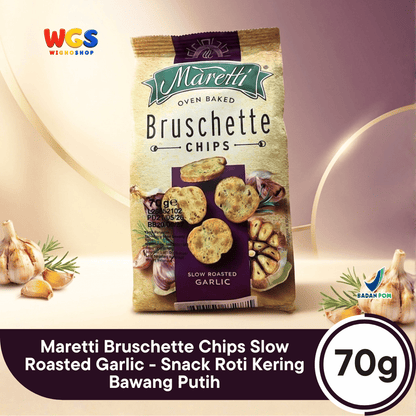 Maretti Bruschette Chips Slow Roasted Garlic 70g - Snack Roti Kering Bawang Putih