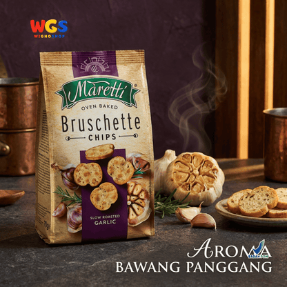 Maretti Bruschette Chips Slow Roasted Garlic 70g - Snack Roti Kering Bawang Putih