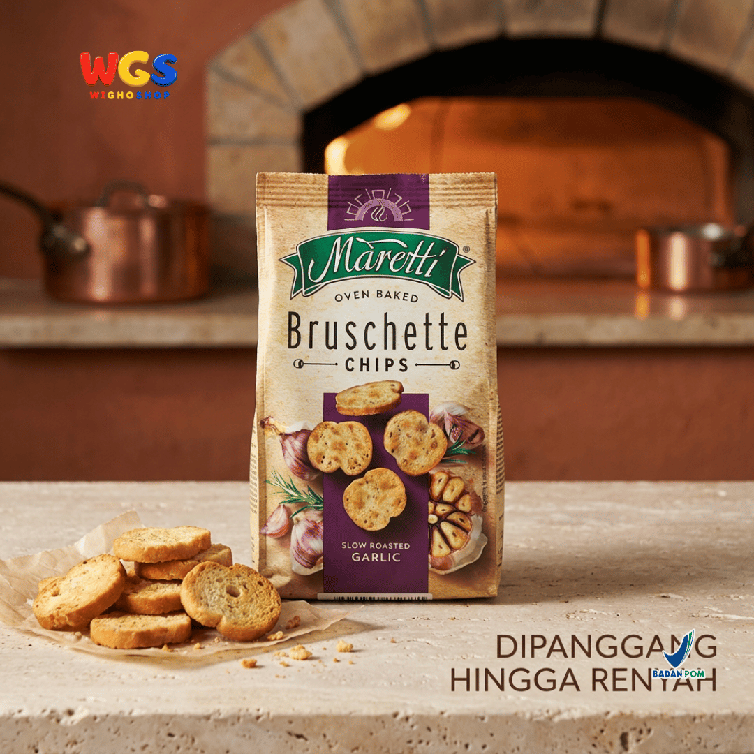 Maretti Bruschette Chips Slow Roasted Garlic 70g - Snack Roti Kering Bawang Putih