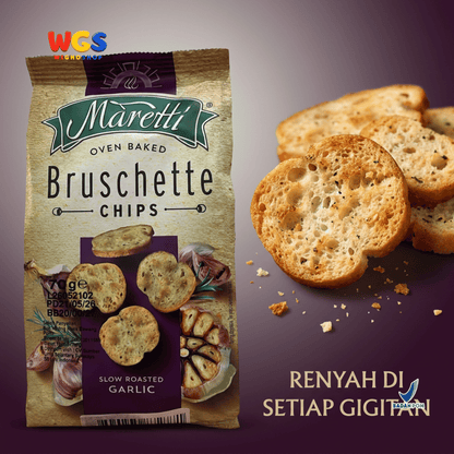 Maretti Bruschette Chips Slow Roasted Garlic 70g - Snack Roti Kering Bawang Putih