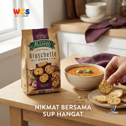 Maretti Bruschette Chips Slow Roasted Garlic 70g - Snack Roti Kering Bawang Putih