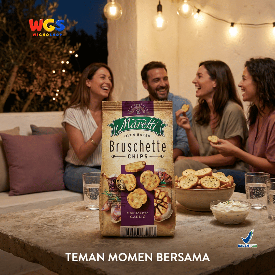 Maretti Bruschette Chips Slow Roasted Garlic 70g - Snack Roti Kering Bawang Putih